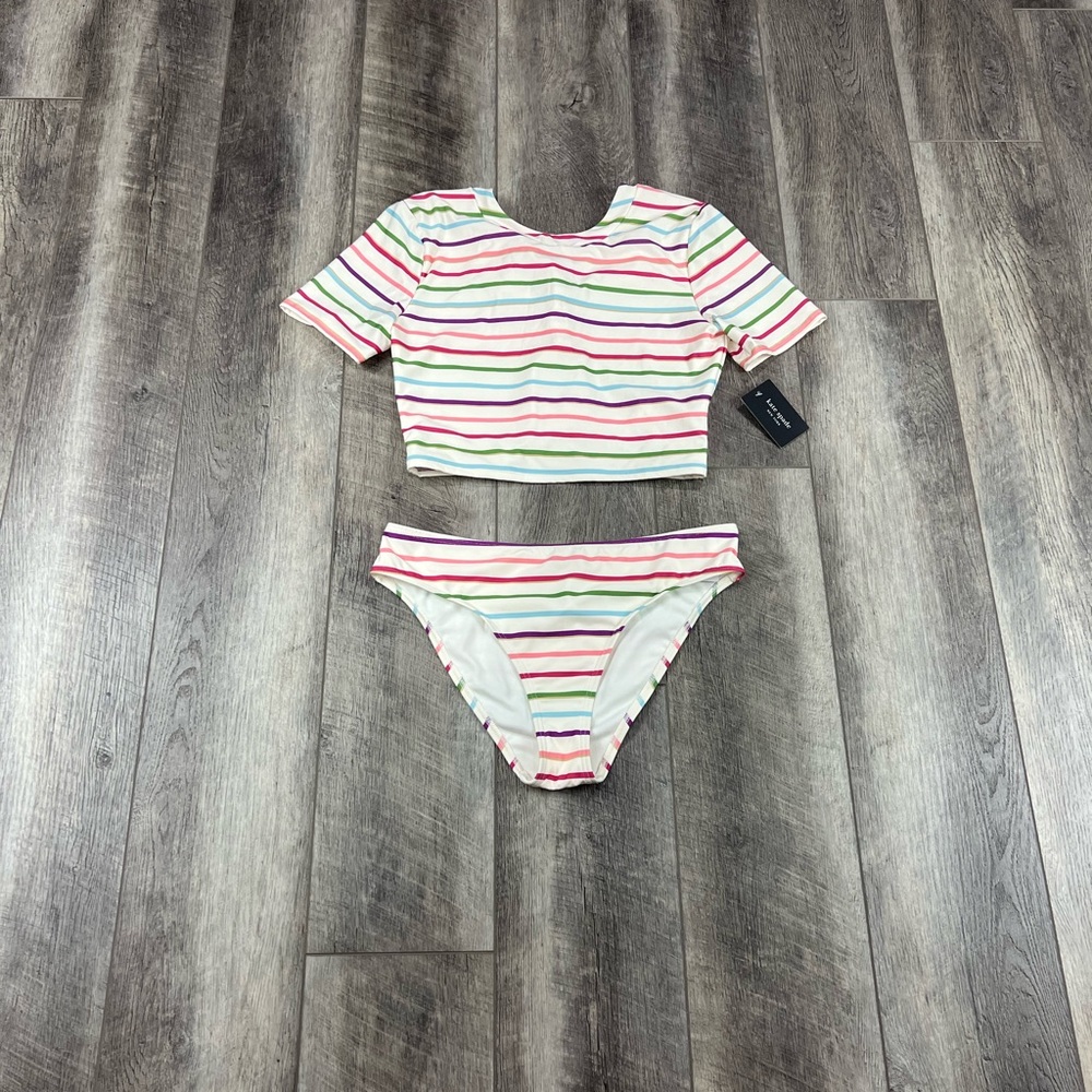 Kate Spade‎ Cream Stripe Two Piece Swim Set